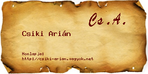 Csiki Arián névjegykártya